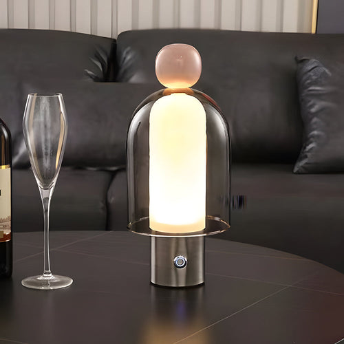 GlowFlow - Glass Rechargeable Table Lamp with LED Dimmer