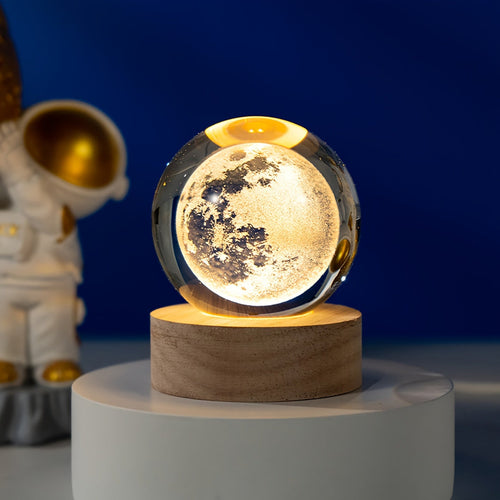 MoonCrystal - Moon Crystal Ball Lamp with Wooden Base