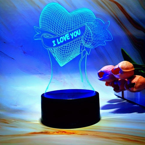 HeartLight - 3D LED Illusion Lamp with Touch Control, 7 Colors and USB/Battery Power