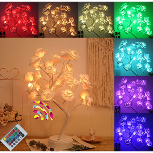 Rose Tree Night Light with Remote Control - 16 Colors Adjustable