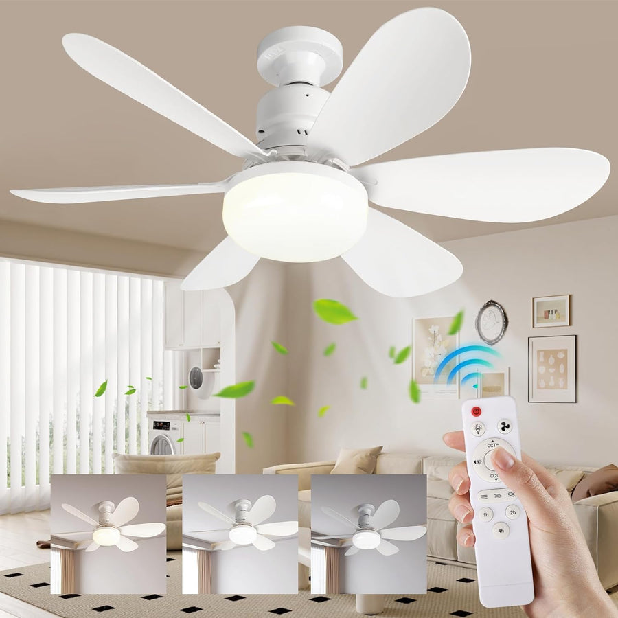 Ceiling Fan with Remote Control and Adjustable LED Lighting