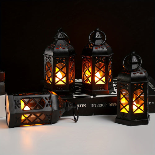 LuxeGlow - Rustic LED Lanterns, Set of 2/4/6/12, Vintage Hanging Decoration on Batteries for Parties & Christmas