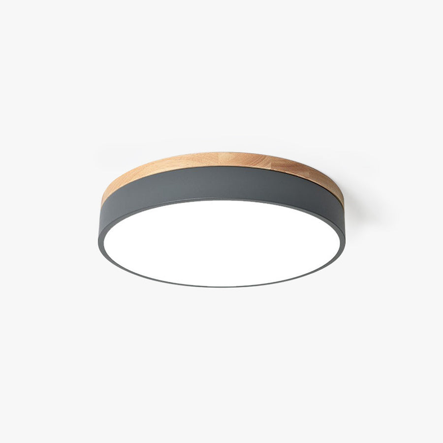 Lumiere Modern Ceiling Light - White/Grey Metal and Wood for Bedroom and Living Room