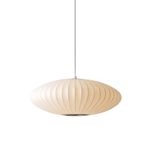 Modern White Pendant Light with Fabric Shade - 1-Light