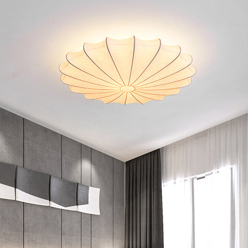 Fabric Flush Mount Ceiling Light - Modern White Design