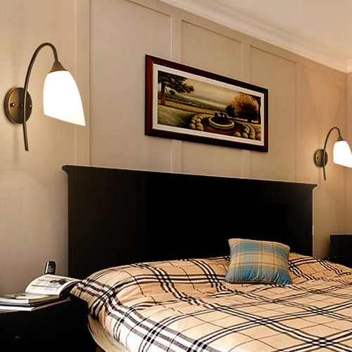 GleamGlow - Modern Angled Bell-Shaped Wall Light with Arm