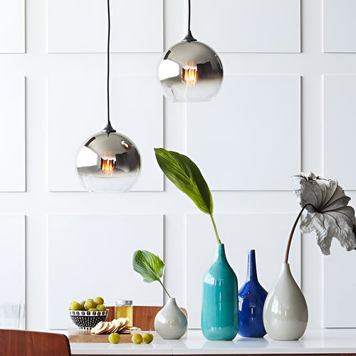 SphereGlow - Modern Glass Industrial LED Pendant Light for Kitchen and Dining Room