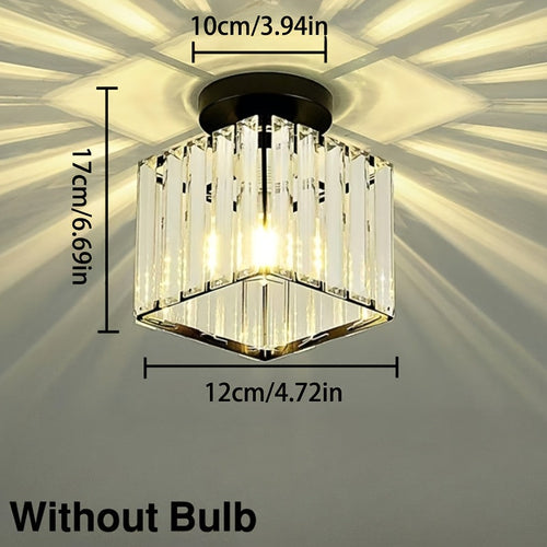 CrystalLuxe - Modern E27 LED Ceiling Light Black/Gold with Crystal Glass