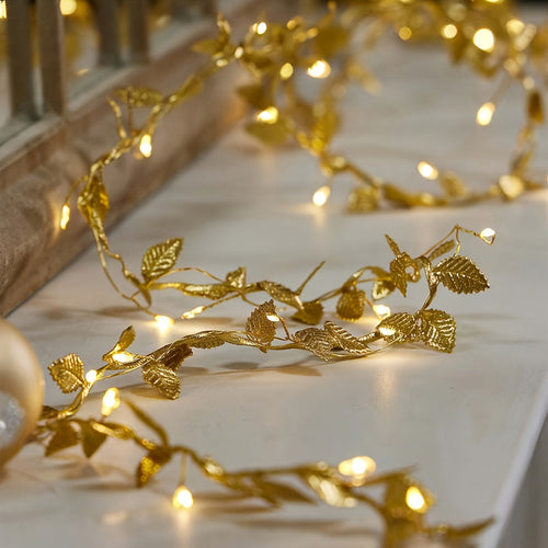 GoldenLeaf - Golden LED Leaf Fairy Lights for Indoor Decoration