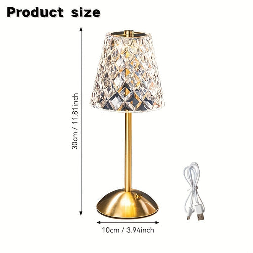 CrystalLux - Three-Colour LED Table Lamp with Luxury Crystal Design and Touch Switch