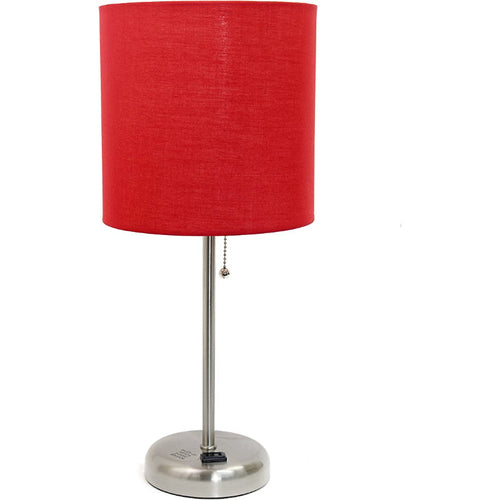 Stick Charging Outlet - Table Lamp with Fabric Shade and Charging Function