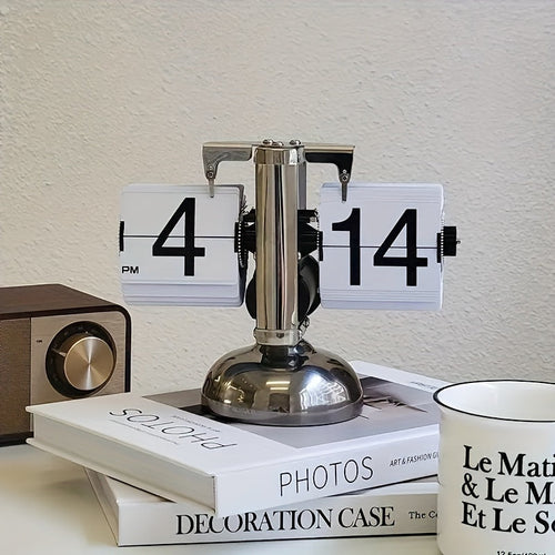 ClocTeck Automatic Flip Page Clock – Retro Desk Clock for Home & Office Décor