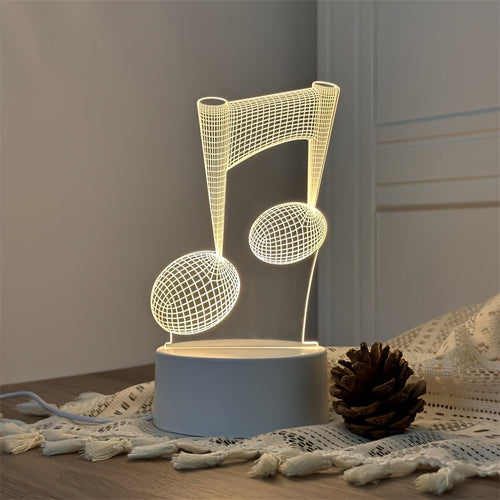 LumiNote - Acrylic Music Note Night Light, 3D LED Frame, USB-Powered