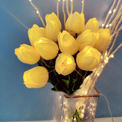 LumiBloom - 10 Tulip LED Lamps, Handmade Bouquet Table Lamps
