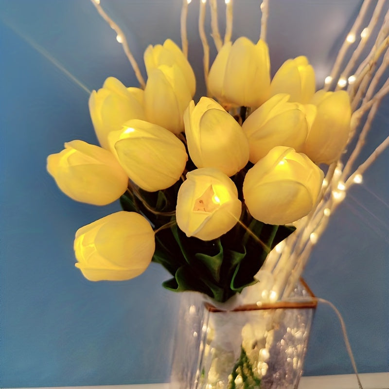 LumiBloom - 10 Tulip LED Lamps, Handmade Bouquet Table Lamps