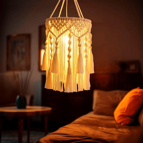 BohoTwist - Hand-Woven Tassel Pendant Lamp Shade