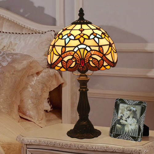 TiffanyGlow - Colored Tiffany Table Lamp with Glass Shade