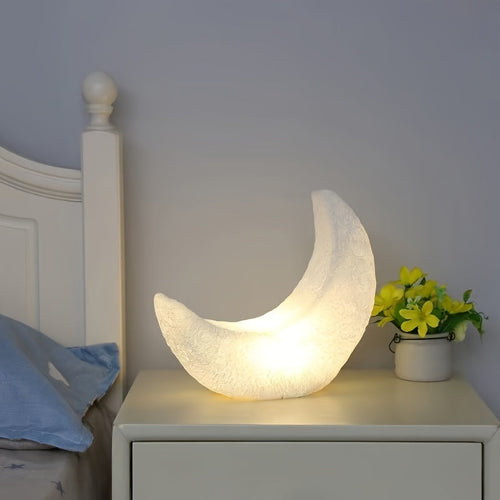 MoonGlow - Art Deco Crescent Moon Night Light, Battery-Powered with Switch