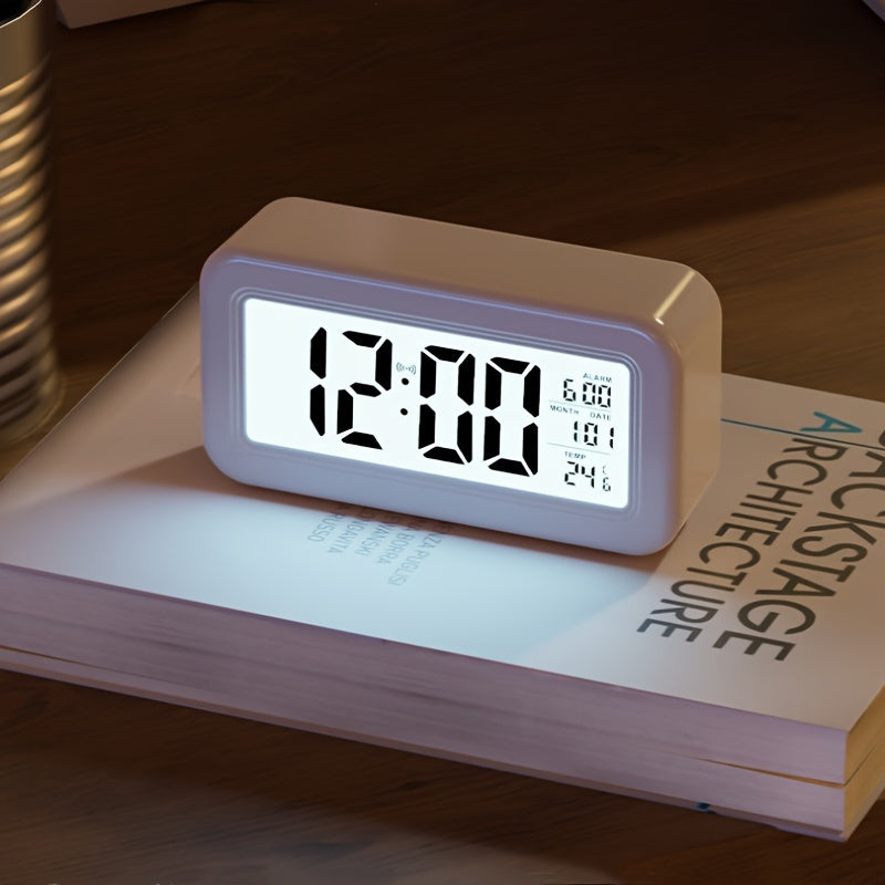 Digital Alarm Clock with LCD Screen – Date and Temperature Display