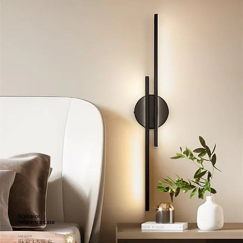Alana Modern LED Wall Light - Twin Linear, Black/White, Metal, Bedroom