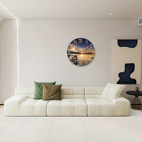 12-Inch Round Silent Wall Clock – Glass, Modern Design