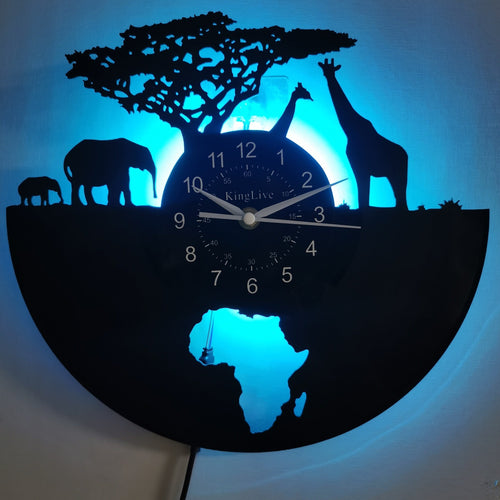 Vinyl Record Wall Clock – Giraffe Theme, Silent Clock for Living Room, Bedroom, Kitchen or Office
