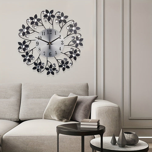 Silent Metal Wall Clock – Round Decorative Clock for Living Room
