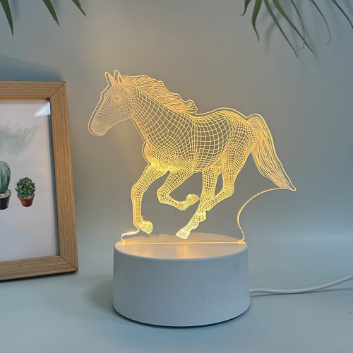 AnimalLight - Geometric Horse Night Light, USB-Powered LED Table Lamp