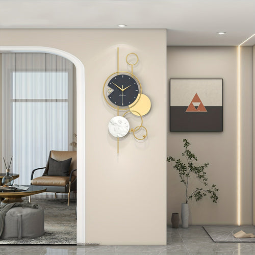 Modern Gold Metal Wall Clock – Silent Non-Ticking Clock with Unique Design for Living Room & Office