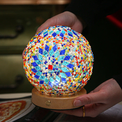 Spherical LED Dimmable Glass Bohemian Baroque Table Lamp