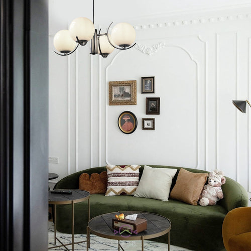 4/5-Light Glass Globe Ball Iron Nordic Chandelier