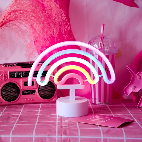 RainbowGlow - Cute Rainbow Neon Light with Lamp Base