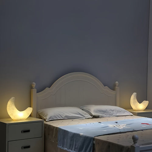 MoonGlow - Art Deco Crescent Moon Night Light, Battery-Powered with Switch
