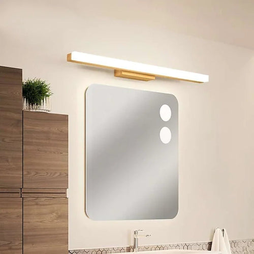 Leigh Modern Linear LED Wall Light - Bathroom/Living Room, Wood