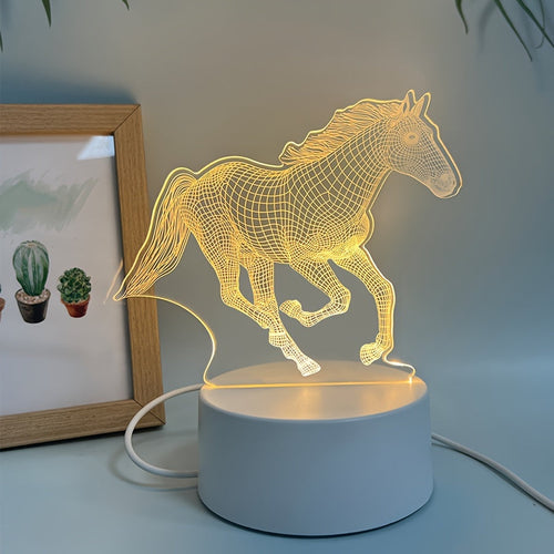 AnimalLight - Geometric Horse Night Light, USB-Powered LED Table Lamp