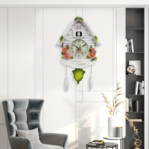 Nordic Cuckoo Clock with Birdhouse – Day & Hour Alarm, Pendulum Clock for Living Room & Office Décor