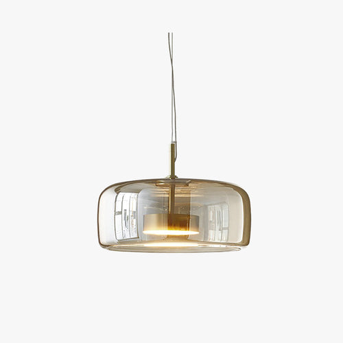 AmberGlow – Retro LED Pendant Lights in Gold Metal and Glass