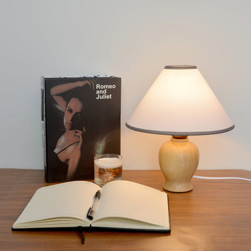 LumiWood - Table Lamp with Wooden Base and Fabric Shade