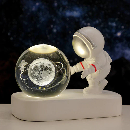 Astronaut Night Light - Space Lamp with LED and Crystal Ball