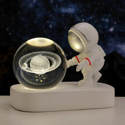Astronaut Night Light - Space Lamp with LED and Crystal Ball