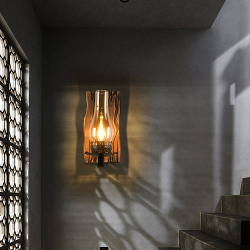 Industrial Vintage Wood Metal Indoor Wall Light
