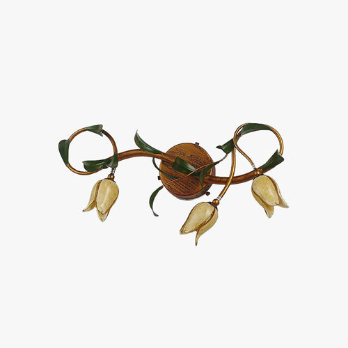 Vintage Flower LED Wall Light - Copper, Bathroom/Bedroom, Metal/Glass, 3/5 Lights