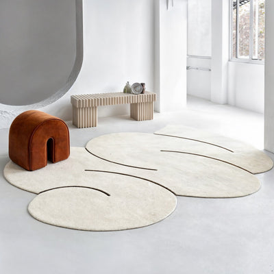 Unique Wool Rug with Irregular Shape