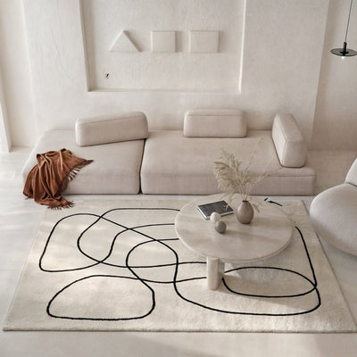 Square Wool Rug with Abstract Pattern