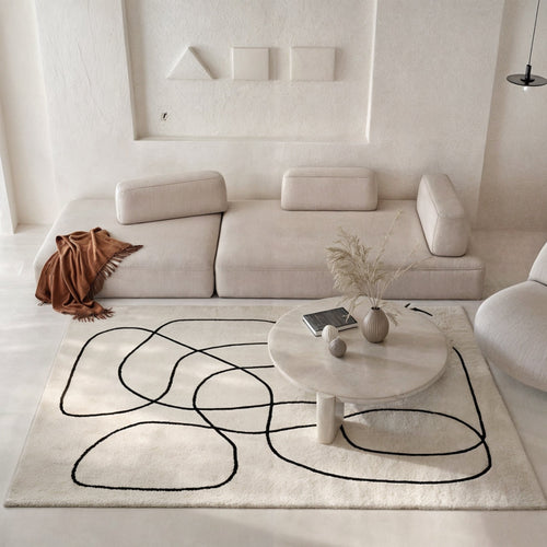 Square Wool Rug with Abstract Pattern