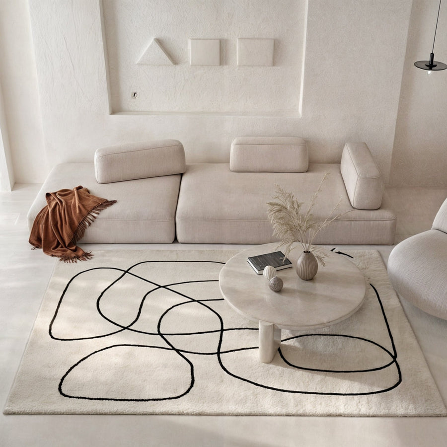 Square Wool Rug with Abstract Pattern
