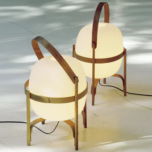 1-Light Portable Lantern Table Lamp with Glass Shade