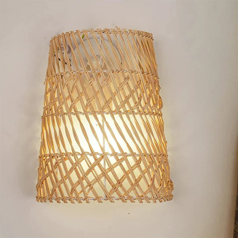 RattanGlow - Boho Handmade Rattan Wall Lamp – Ambient Lighting