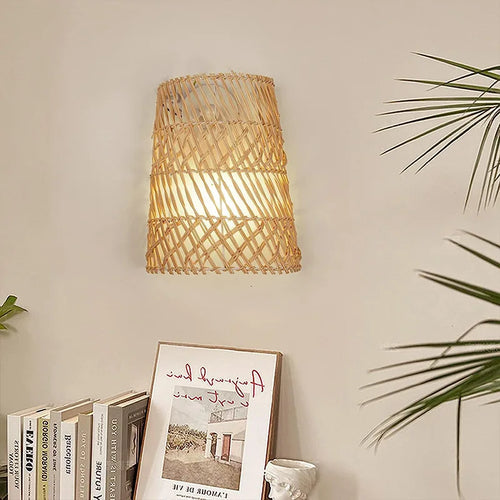 RattanGlow - Boho Handmade Rattan Wall Lamp – Ambient Lighting