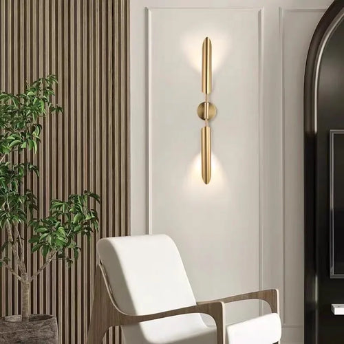 GoldenGlow – Minimalist LED Wall Lamp for Living Room and Bedroom